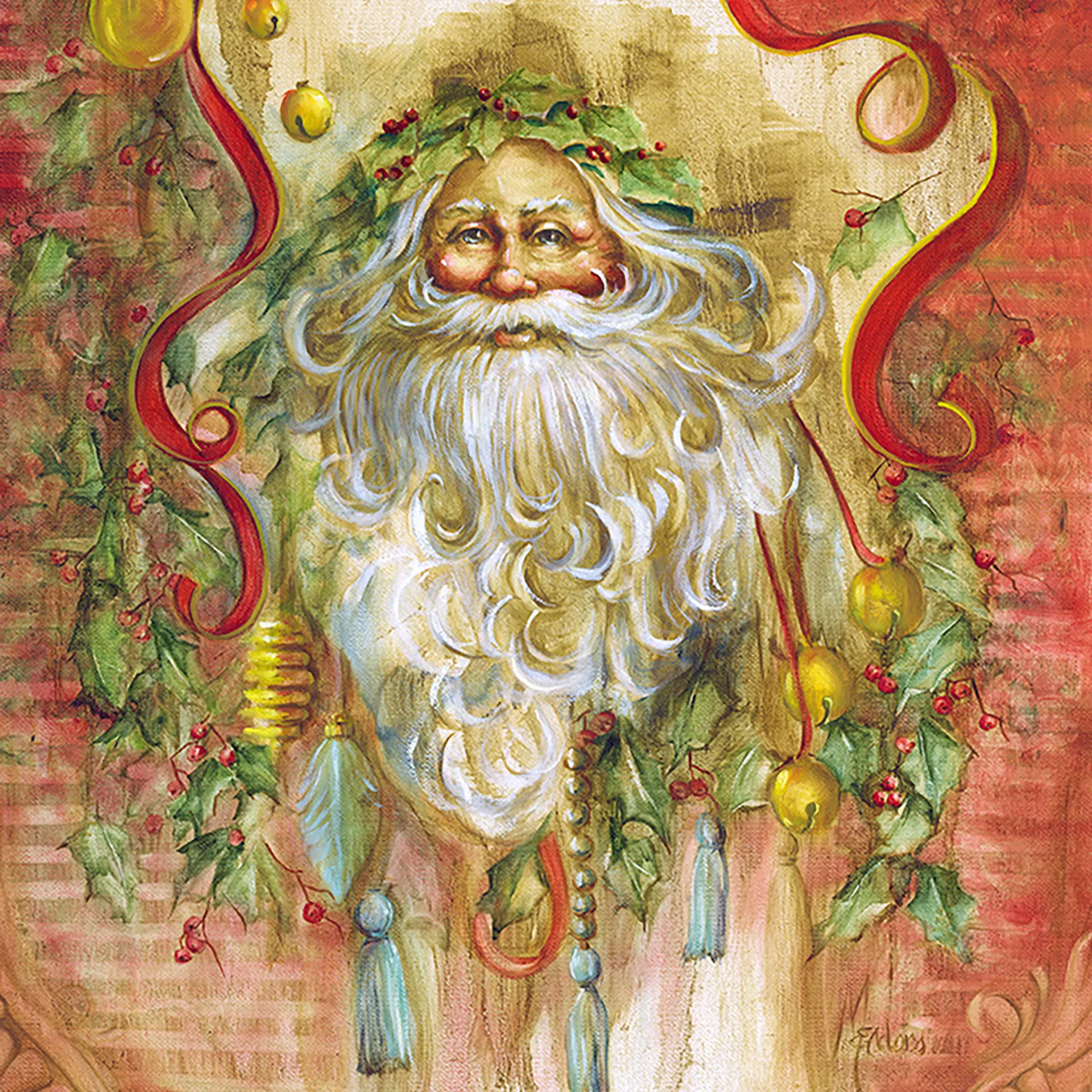 Elegant Santa — Oil on canvas, 30" × 30"