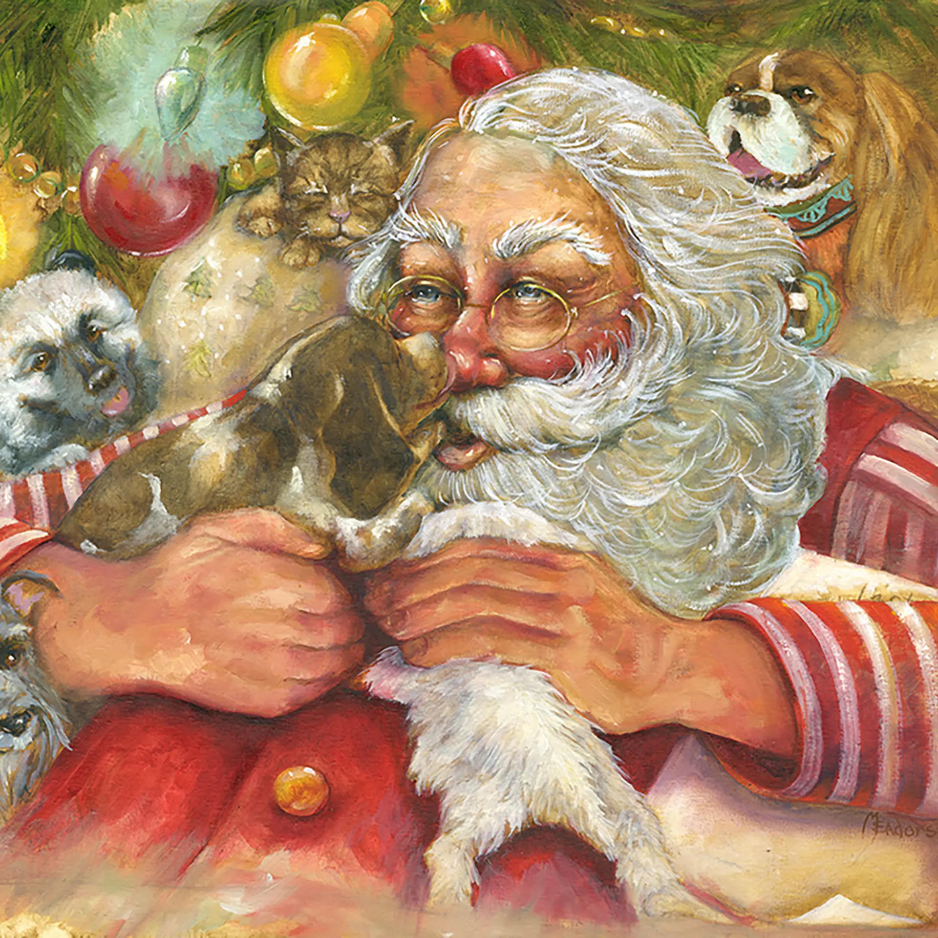 A Few of My Favorite Things, a Celia Meadors original Santa painting