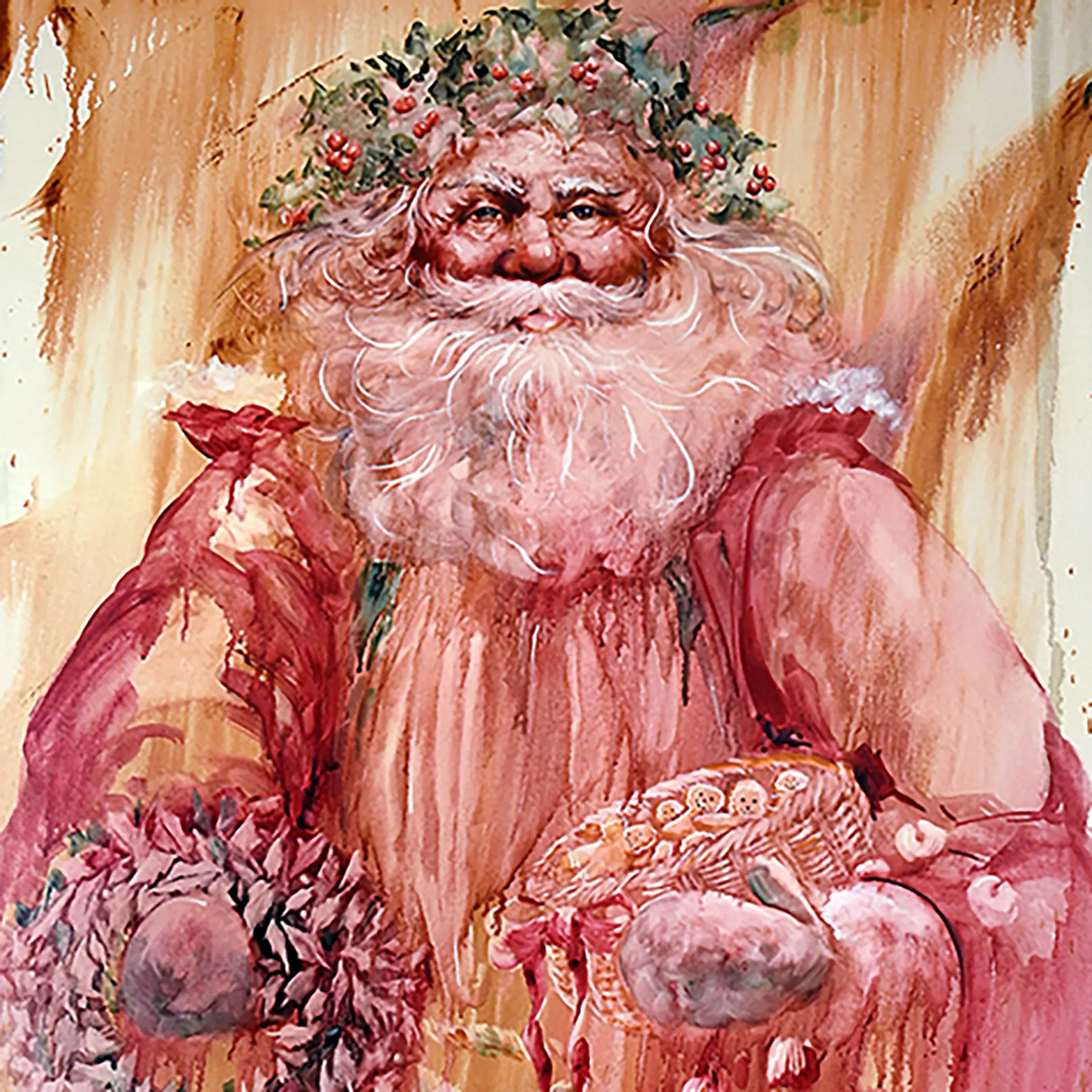 Ellen's Santa — Red — Watercolor on paper, 18" × 24"